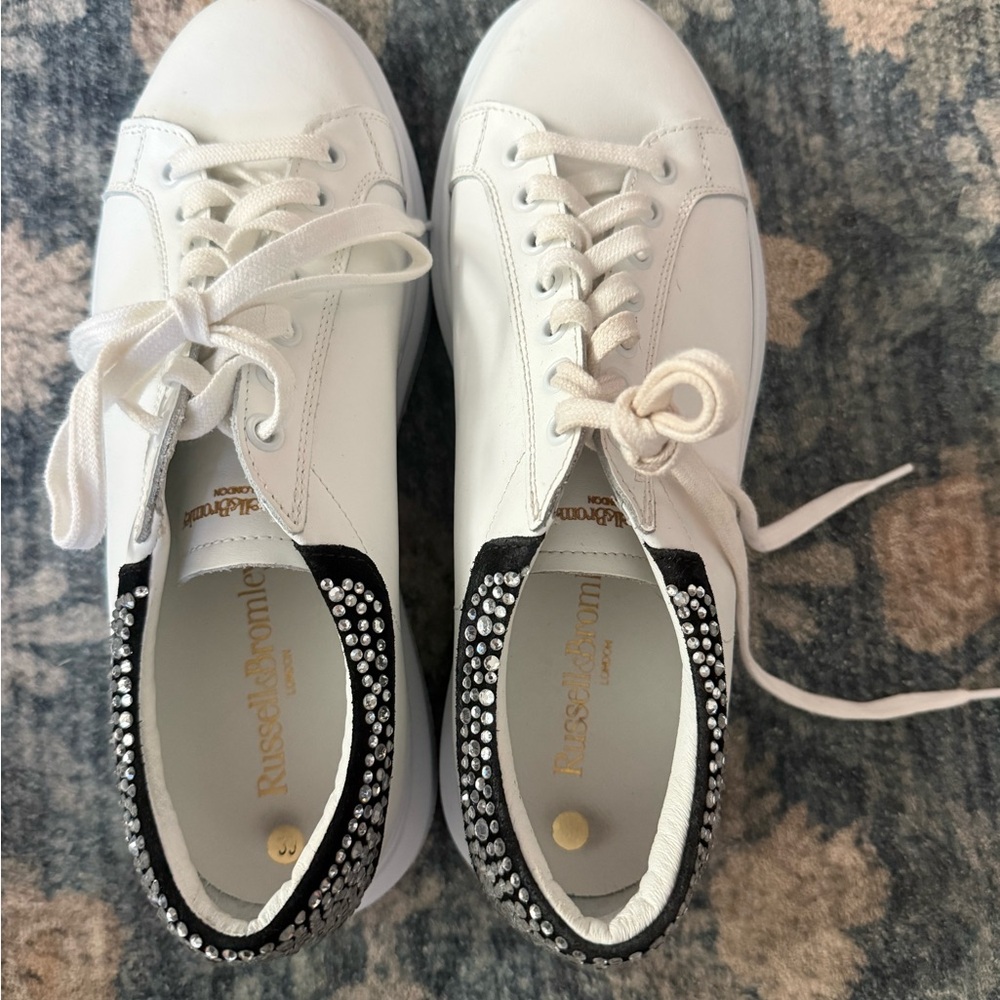 Rose & Remy White Sneakers with Black and Silver Accents
